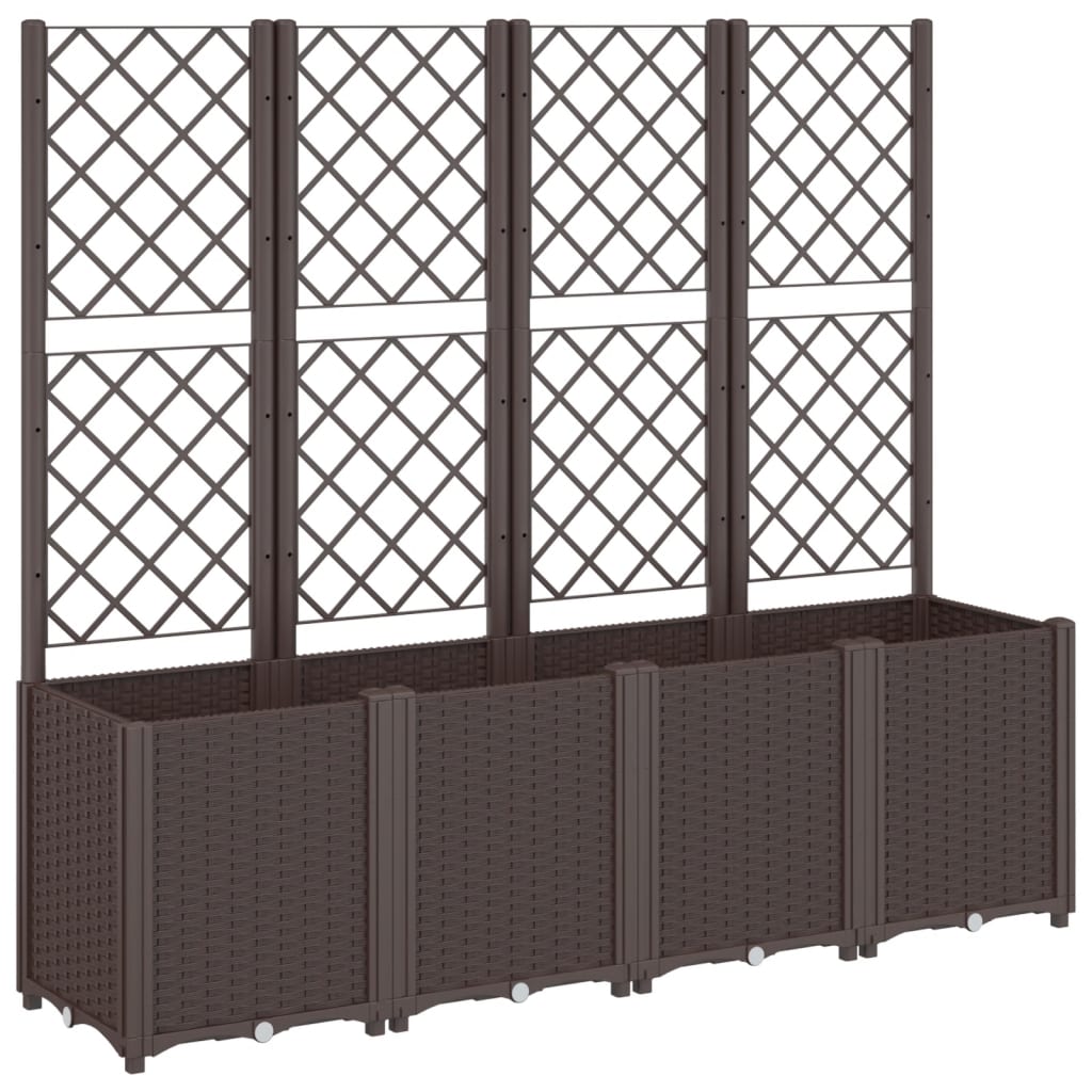 Plantenbak met latwerk 160x40x140 cm polypropeen bruin is nu te koop bij PeponiXL, paradijselijk wonen!