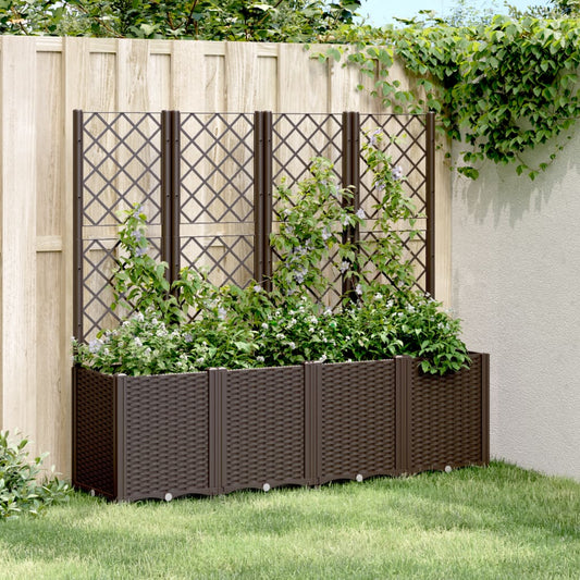 Plantenbak met latwerk 160x40x140 cm polypropeen bruin is nu te koop bij PeponiXL, paradijselijk wonen!