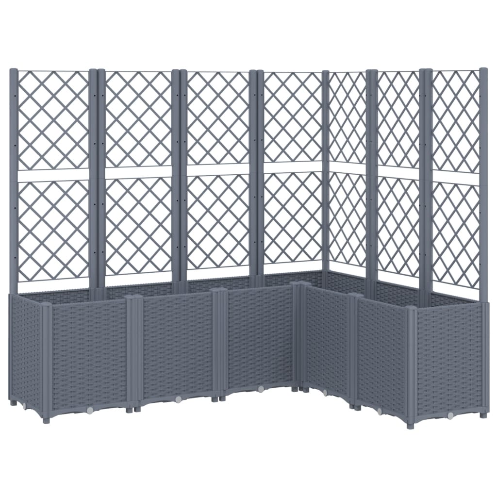 Plantenbak met latwerk 160x120x140 cm polypropeen blauwgrijs is nu te koop bij PeponiXL, paradijselijk wonen!