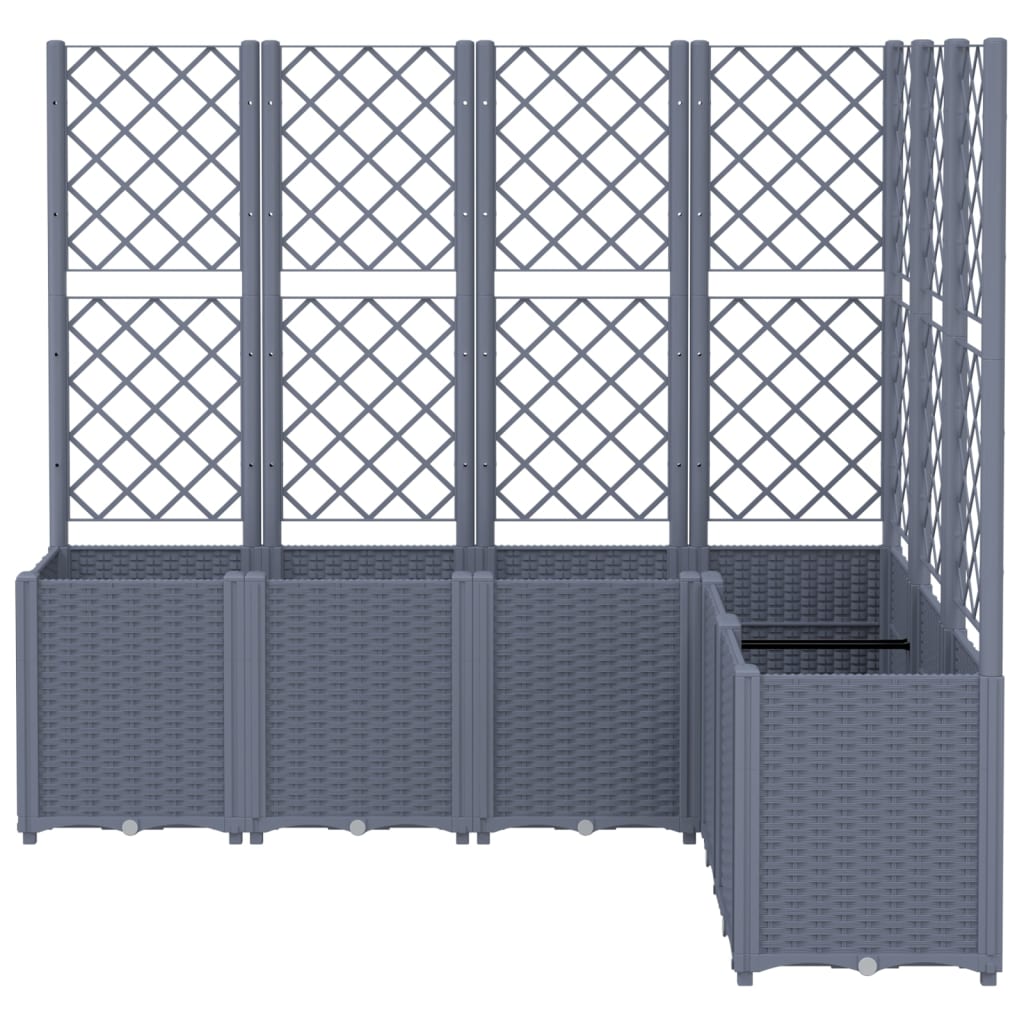 Plantenbak met latwerk 160x120x140 cm polypropeen blauwgrijs is nu te koop bij PeponiXL, paradijselijk wonen!
