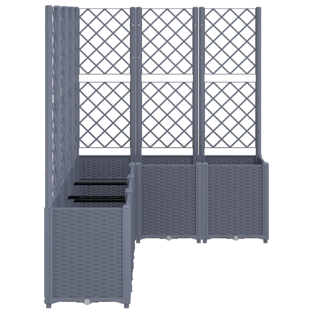 Plantenbak met latwerk 160x120x140 cm polypropeen blauwgrijs is nu te koop bij PeponiXL, paradijselijk wonen!