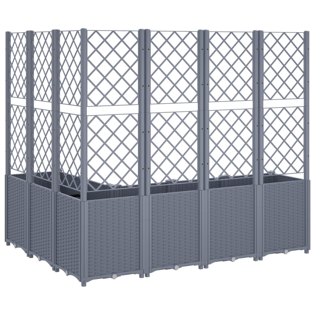 Plantenbak met latwerk 160x120x140 cm polypropeen blauwgrijs is nu te koop bij PeponiXL, paradijselijk wonen!