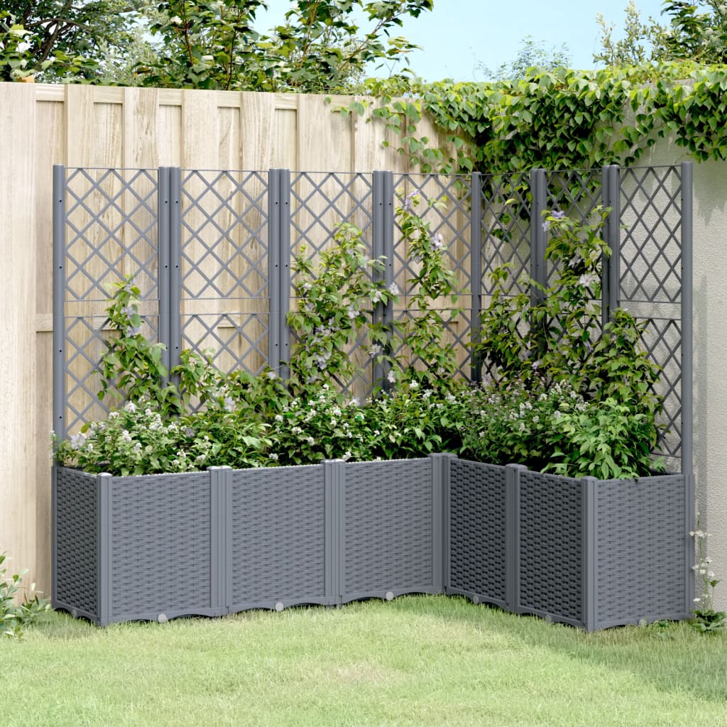 Plantenbak met latwerk 160x120x140 cm polypropeen blauwgrijs is nu te koop bij PeponiXL, paradijselijk wonen!