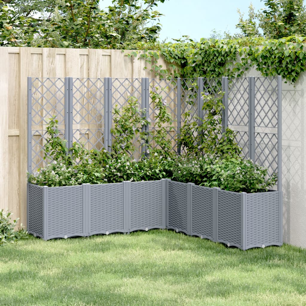 Plantenbak met latwerk 160x160x140 cm polypropeen blauwgrijs is nu te koop bij PeponiXL, paradijselijk wonen!