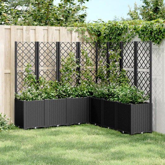 Plantenbak met latwerk 160x160x140 cm polypropeen zwart is nu te koop bij PeponiXL, paradijselijk wonen!