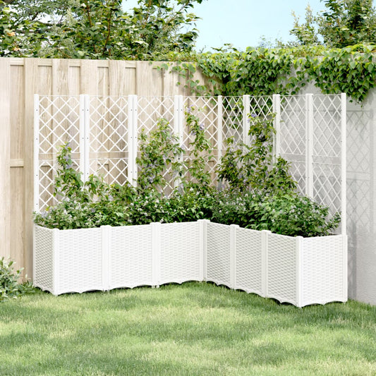 Plantenbak met latwerk 160x160x140 cm polypropeen wit is nu te koop bij PeponiXL, paradijselijk wonen!