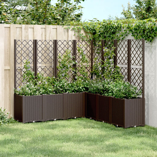 Plantenbak met latwerk 160x160x140 cm polypropeen bruin is nu te koop bij PeponiXL, paradijselijk wonen!