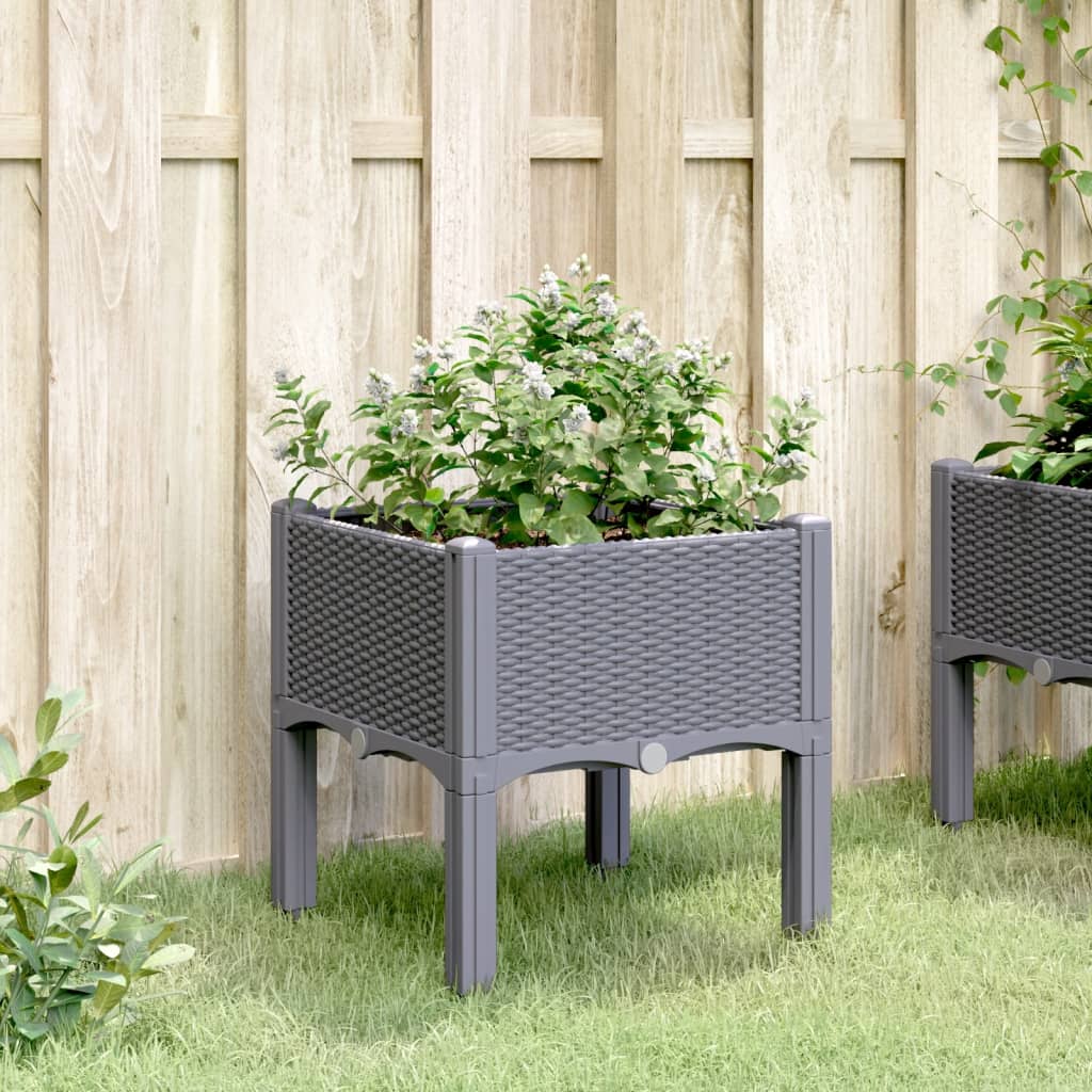 Plantenbak met poten 40x40x42 cm polypropeen blauwgrijs is nu te koop bij PeponiXL, paradijselijk wonen!