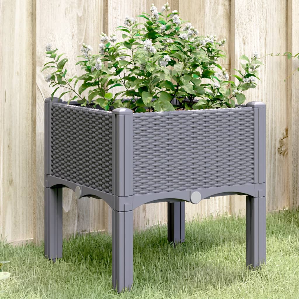 Plantenbak met poten 40x40x42 cm polypropeen blauwgrijs is nu te koop bij PeponiXL, paradijselijk wonen!