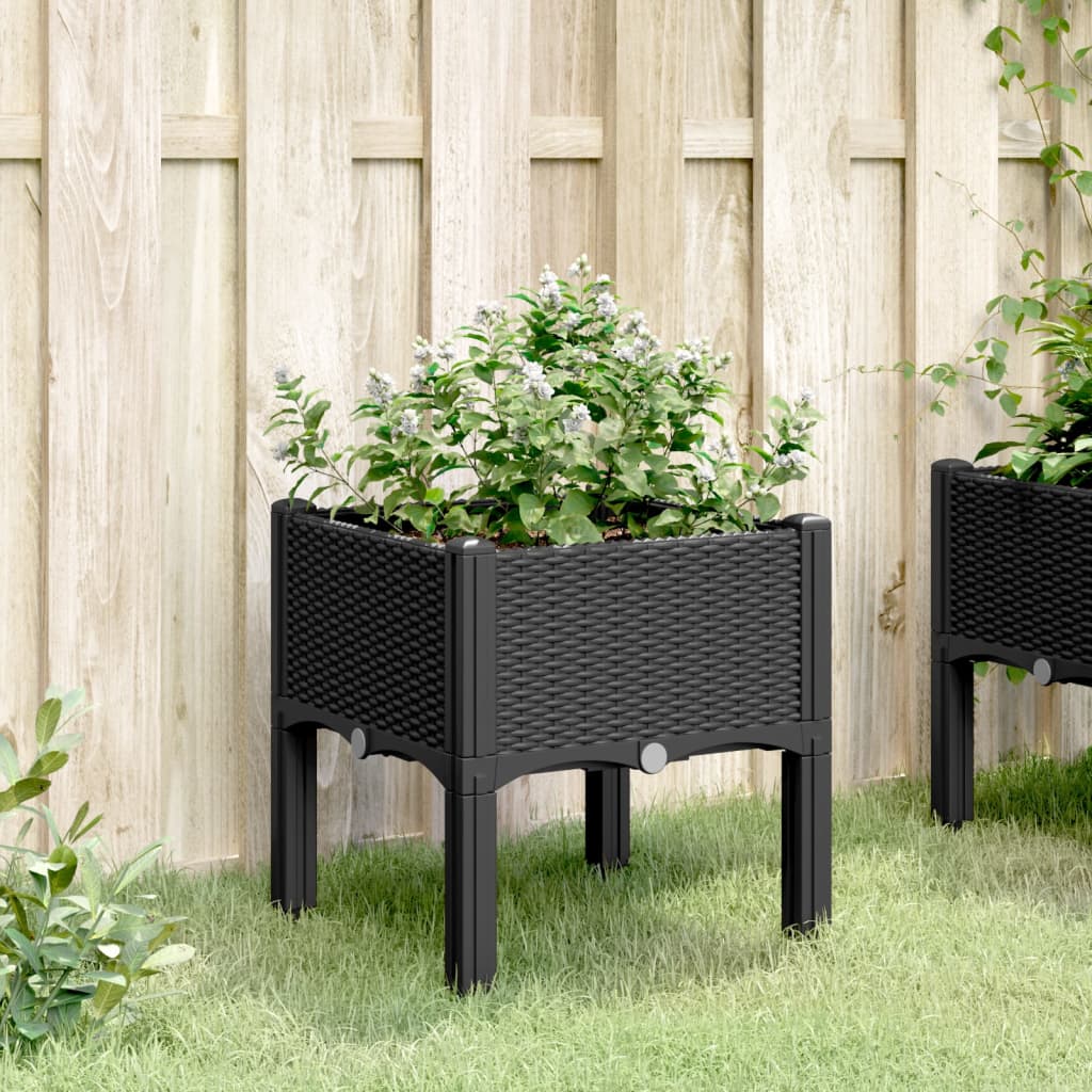Plantenbak met poten 40x40x42 cm polypropeen zwart is nu te koop bij PeponiXL, paradijselijk wonen!