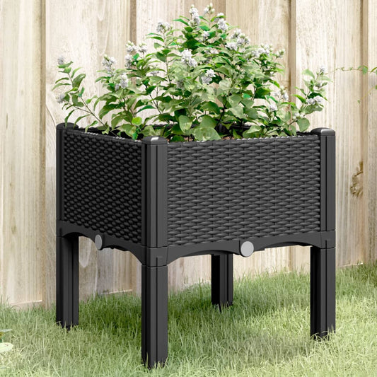 Plantenbak met poten 40x40x42 cm polypropeen zwart is nu te koop bij PeponiXL, paradijselijk wonen!
