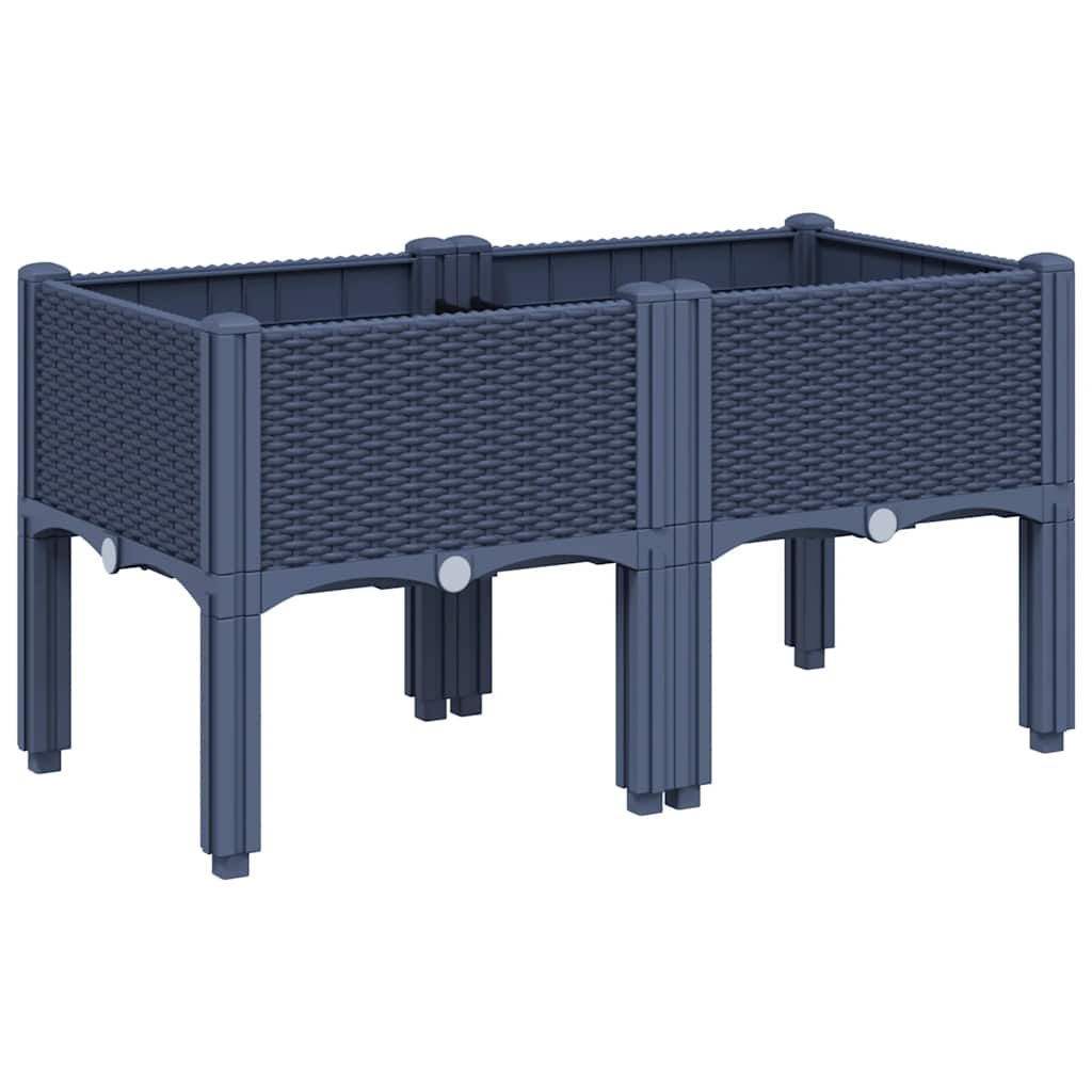 Plantenbak met poten 80x40x42 cm polypropeen blauwgrijs is nu te koop bij PeponiXL, paradijselijk wonen!