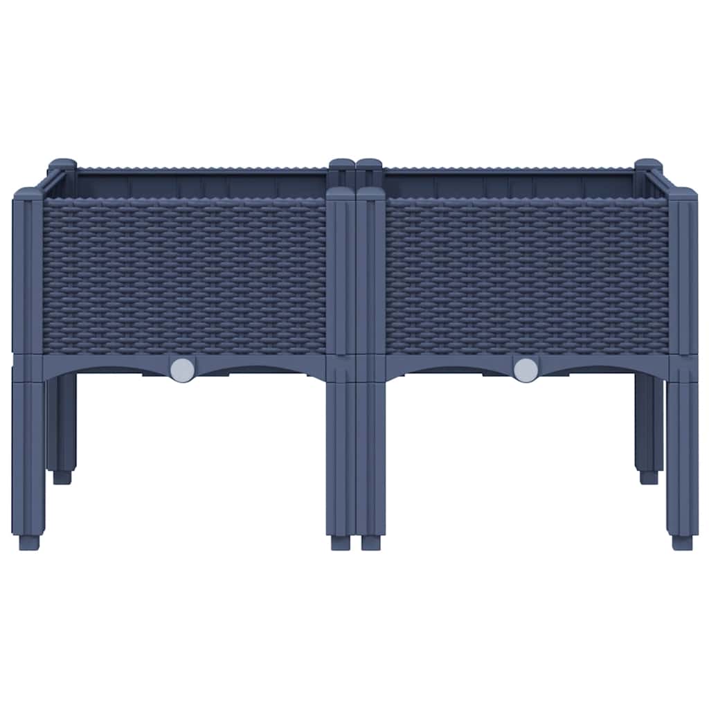 Plantenbak met poten 80x40x42 cm polypropeen blauwgrijs is nu te koop bij PeponiXL, paradijselijk wonen!