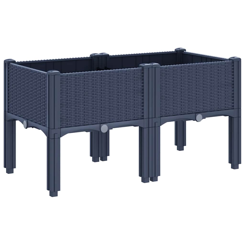 Plantenbak met poten 80x40x42 cm polypropeen blauwgrijs is nu te koop bij PeponiXL, paradijselijk wonen!