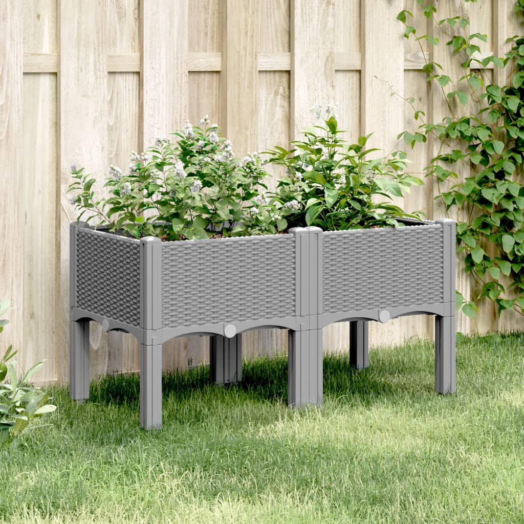 Plantenbak met poten 80x40x42 cm polypropeen lichtgrijs is nu te koop bij PeponiXL, paradijselijk wonen!