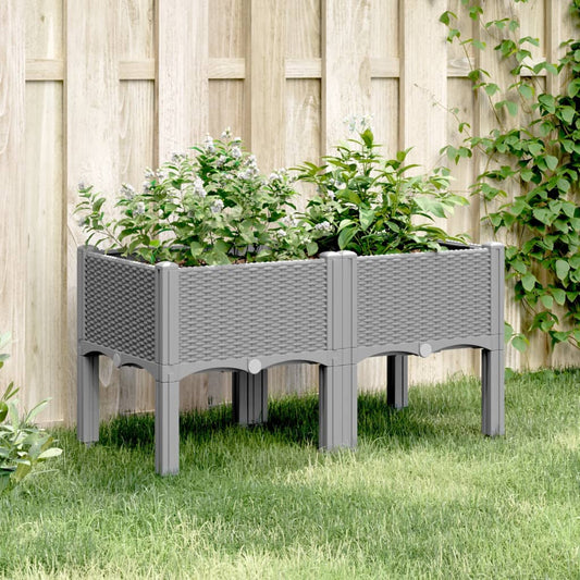 Plantenbak met poten 80x40x42 cm polypropeen lichtgrijs is nu te koop bij PeponiXL, paradijselijk wonen!