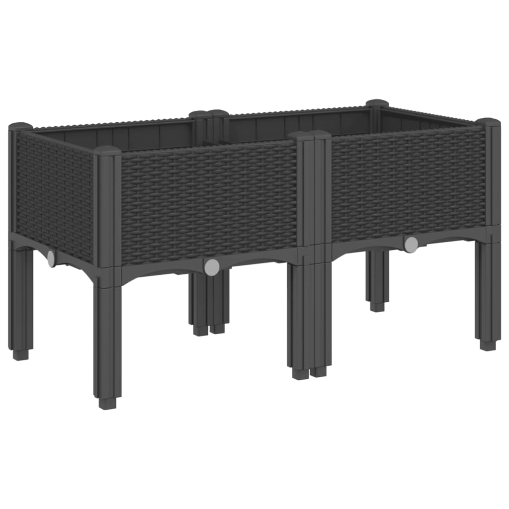 Plantenbak met poten 80x40x42 cm polypropeen zwart is nu te koop bij PeponiXL, paradijselijk wonen!