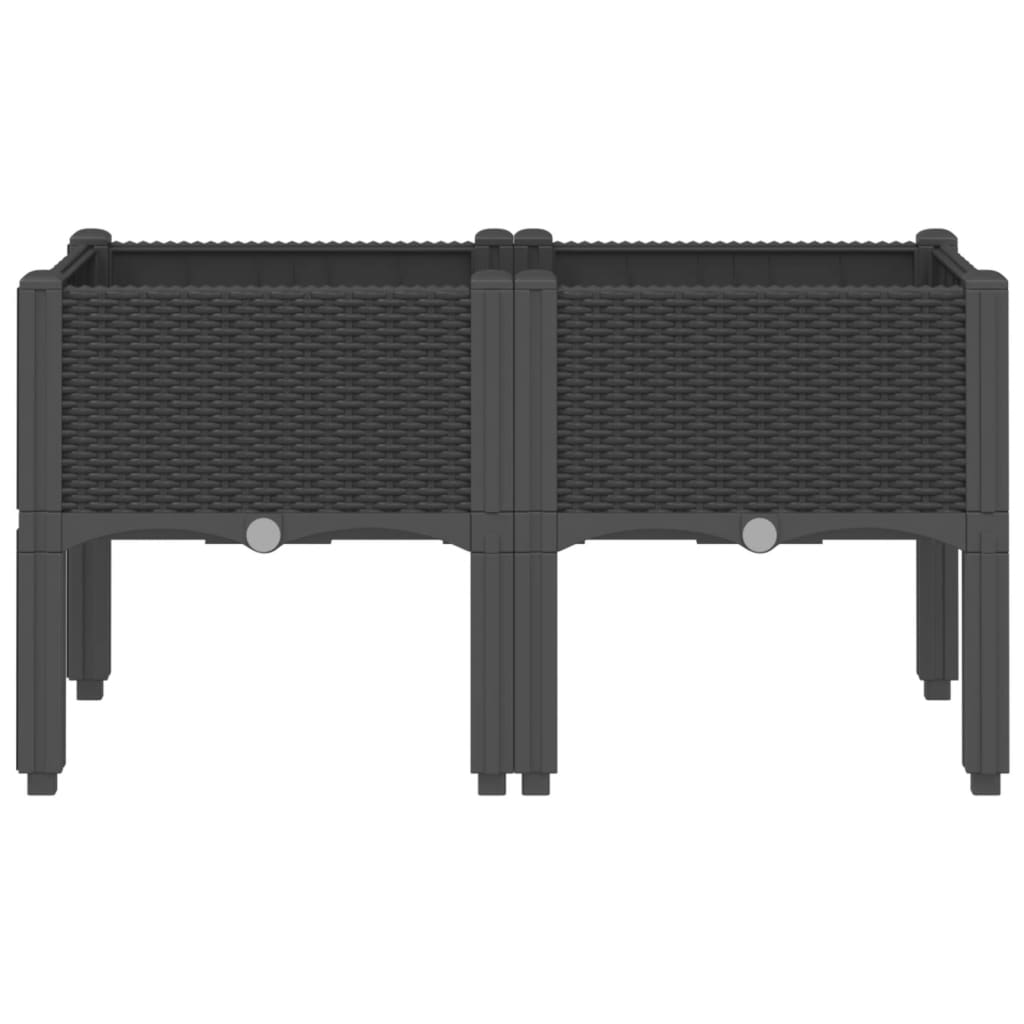 Plantenbak met poten 80x40x42 cm polypropeen zwart is nu te koop bij PeponiXL, paradijselijk wonen!