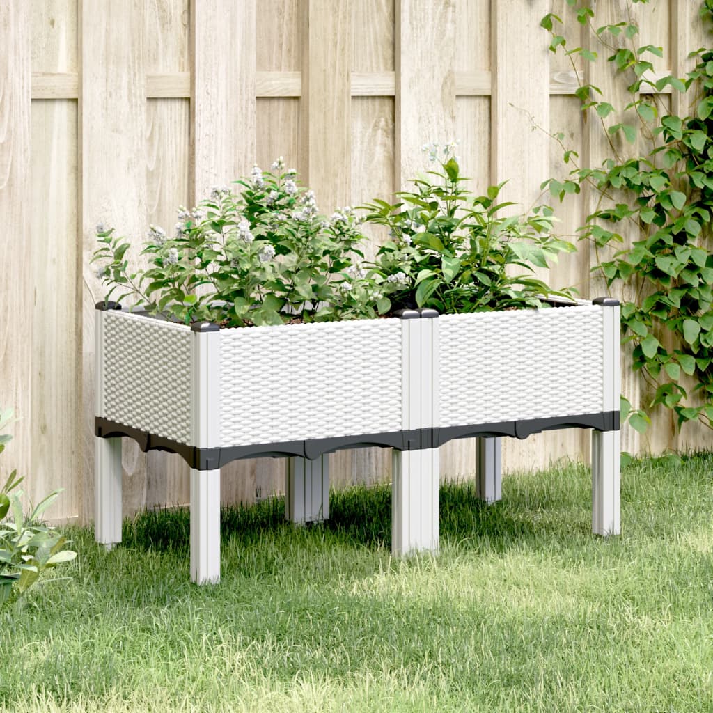 Plantenbak met poten 80x40x42 cm polypropeen wit is nu te koop bij PeponiXL, paradijselijk wonen!