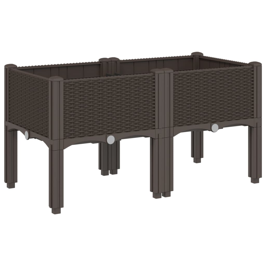 Plantenbak met poten 80x40x42 cm polypropeen bruin is nu te koop bij PeponiXL, paradijselijk wonen!