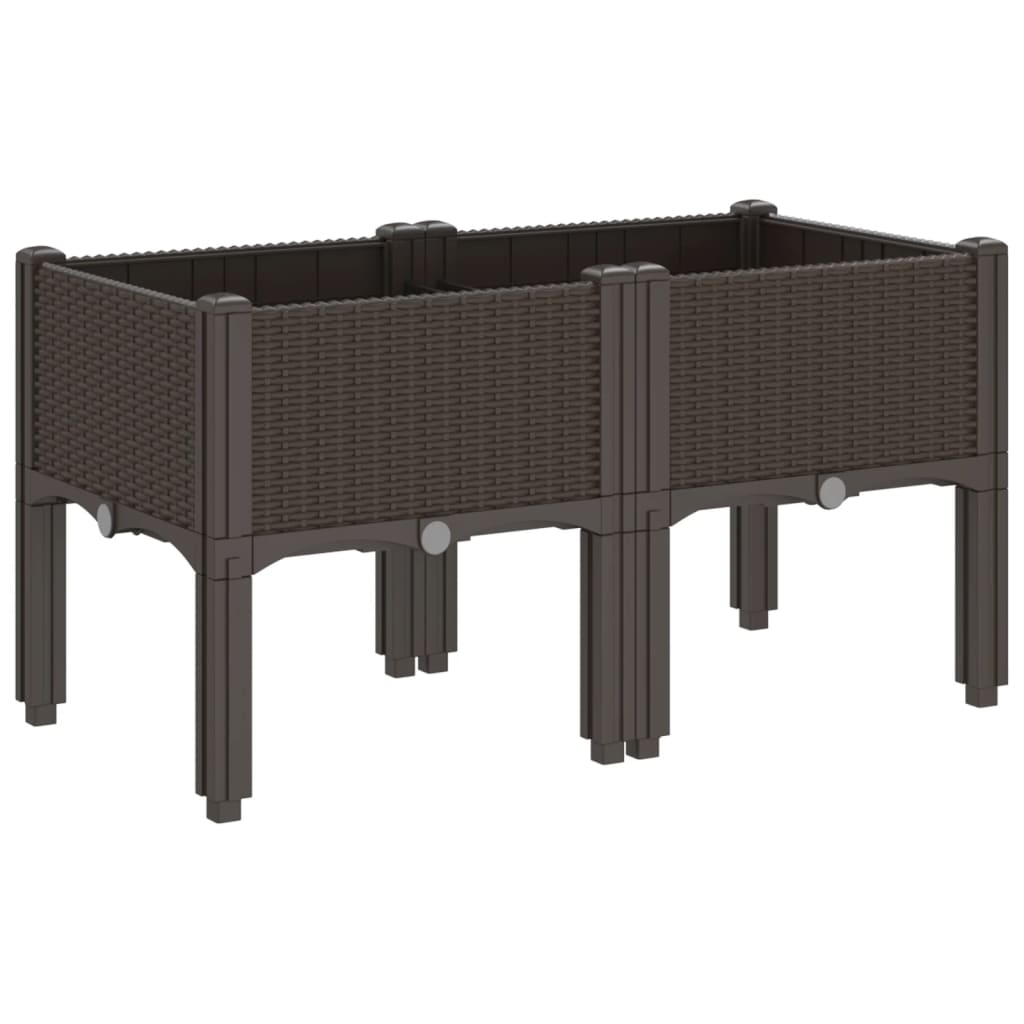 Plantenbak met poten 80x40x42 cm polypropeen bruin is nu te koop bij PeponiXL, paradijselijk wonen!