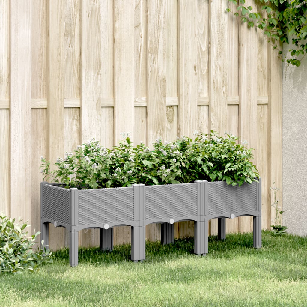 Plantenbak met poten 120x40x42 cm polypropeen lichtgrijs is nu te koop bij PeponiXL, paradijselijk wonen!