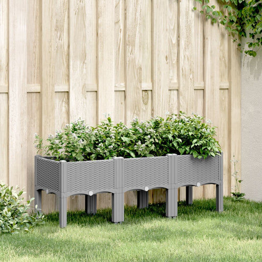 Plantenbak met poten 120x40x42 cm polypropeen lichtgrijs is nu te koop bij PeponiXL, paradijselijk wonen!
