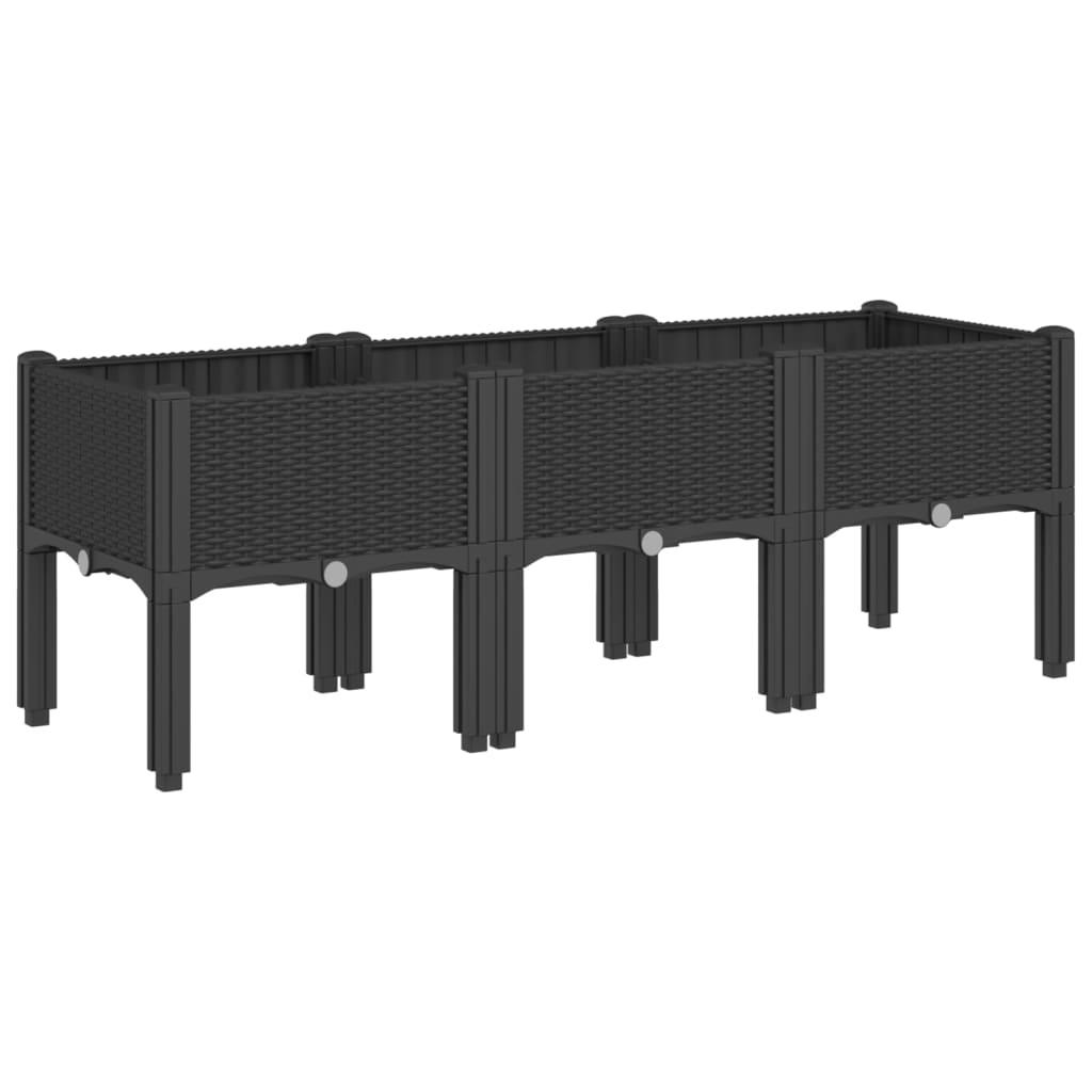 Plantenbak met poten 120x40x42 cm polypropeen zwart is nu te koop bij PeponiXL, paradijselijk wonen!