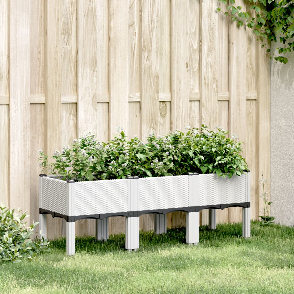 Plantenbak met poten 120x40x42 cm polypropeen wit is nu te koop bij PeponiXL, paradijselijk wonen!