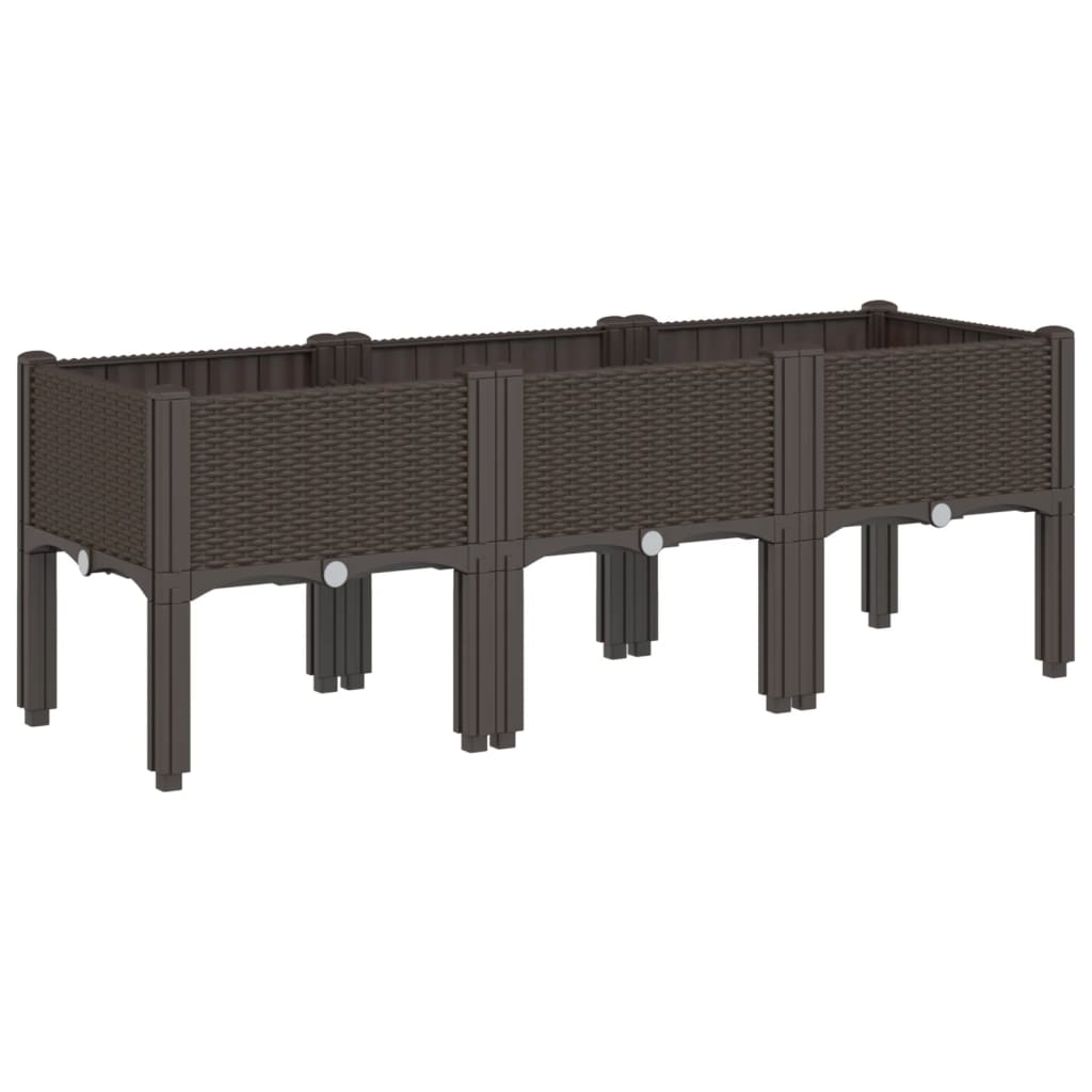 Plantenbak met poten 120x40x42 cm polypropeen bruin is nu te koop bij PeponiXL, paradijselijk wonen!