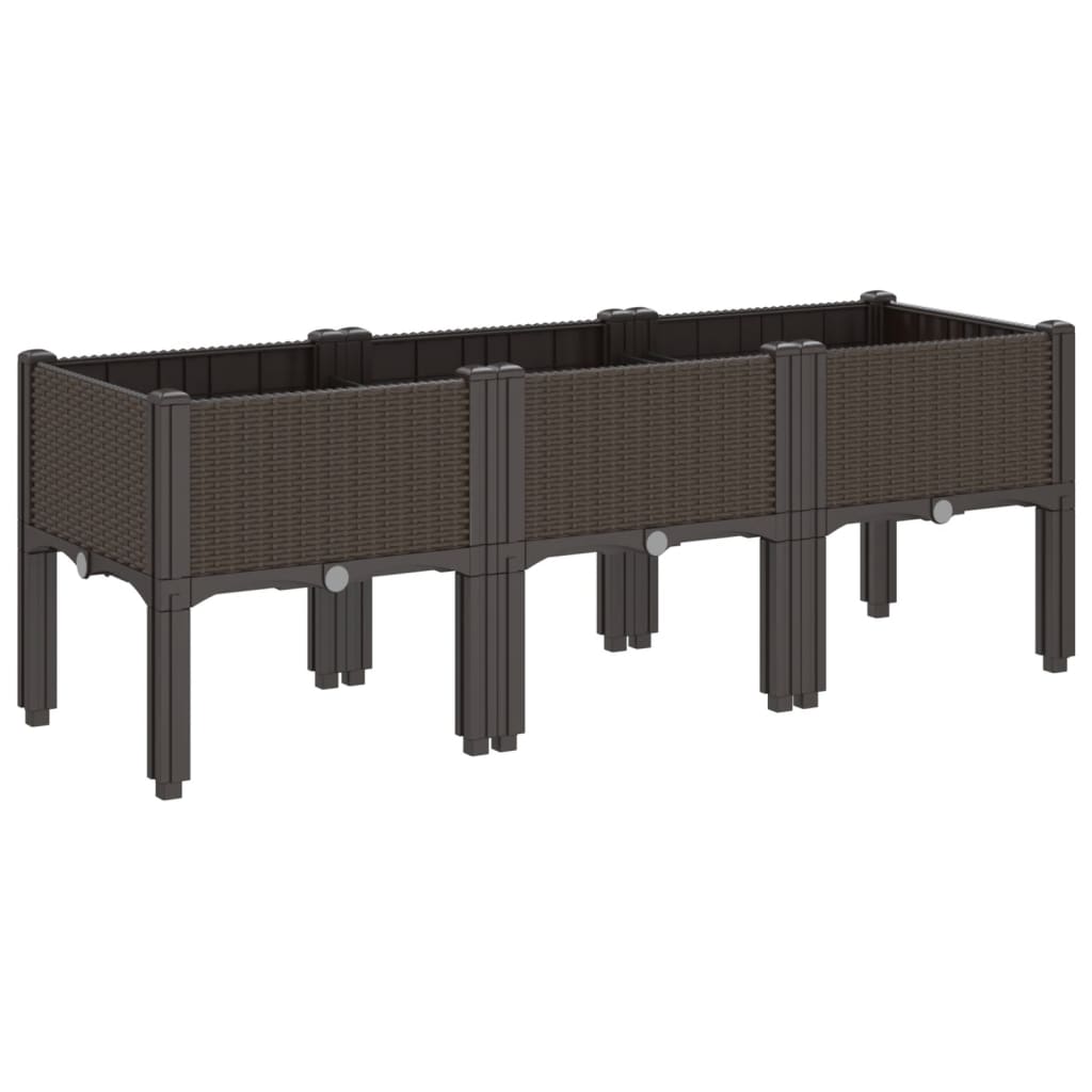 Plantenbak met poten 120x40x42 cm polypropeen bruin is nu te koop bij PeponiXL, paradijselijk wonen!