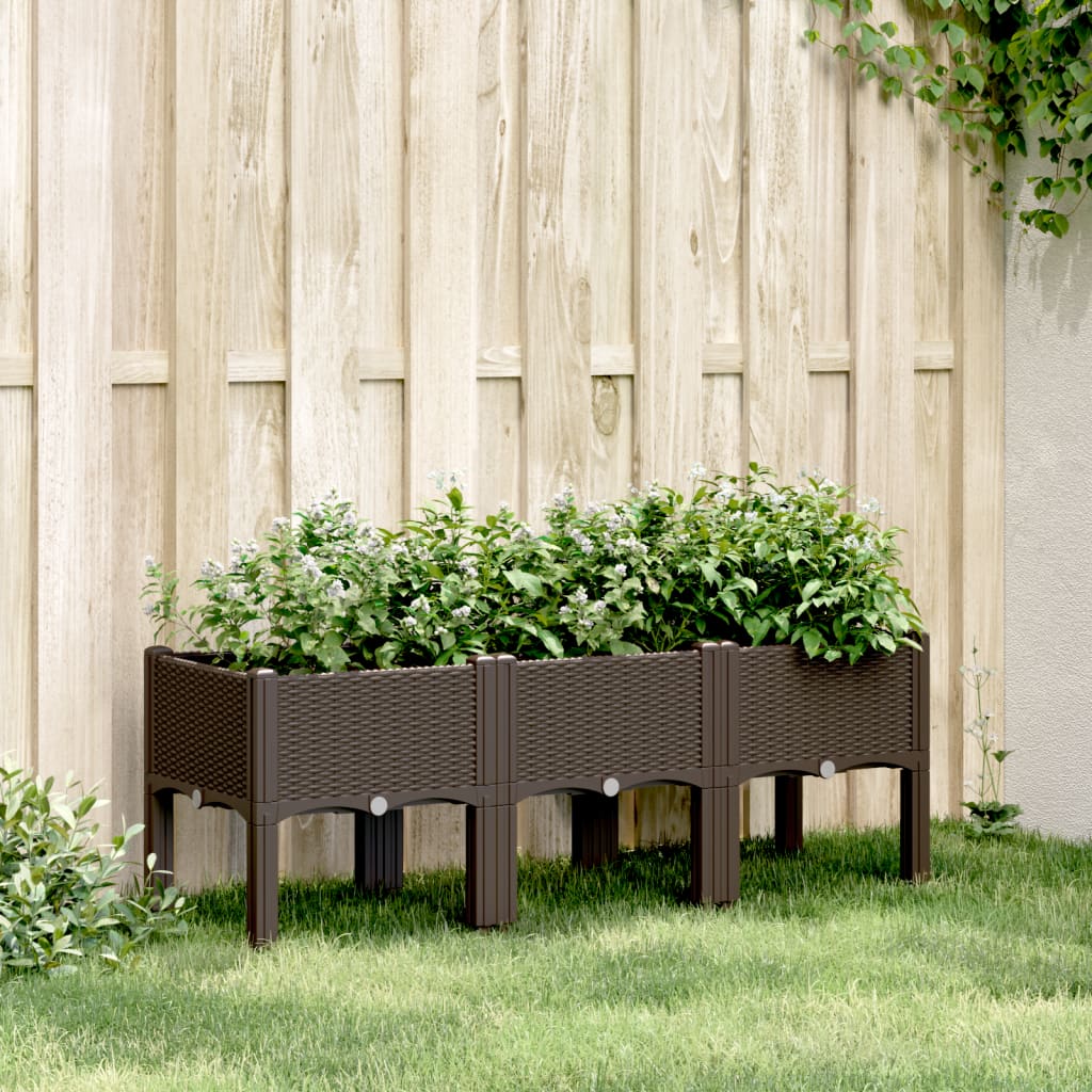 Plantenbak met poten 120x40x42 cm polypropeen bruin is nu te koop bij PeponiXL, paradijselijk wonen!