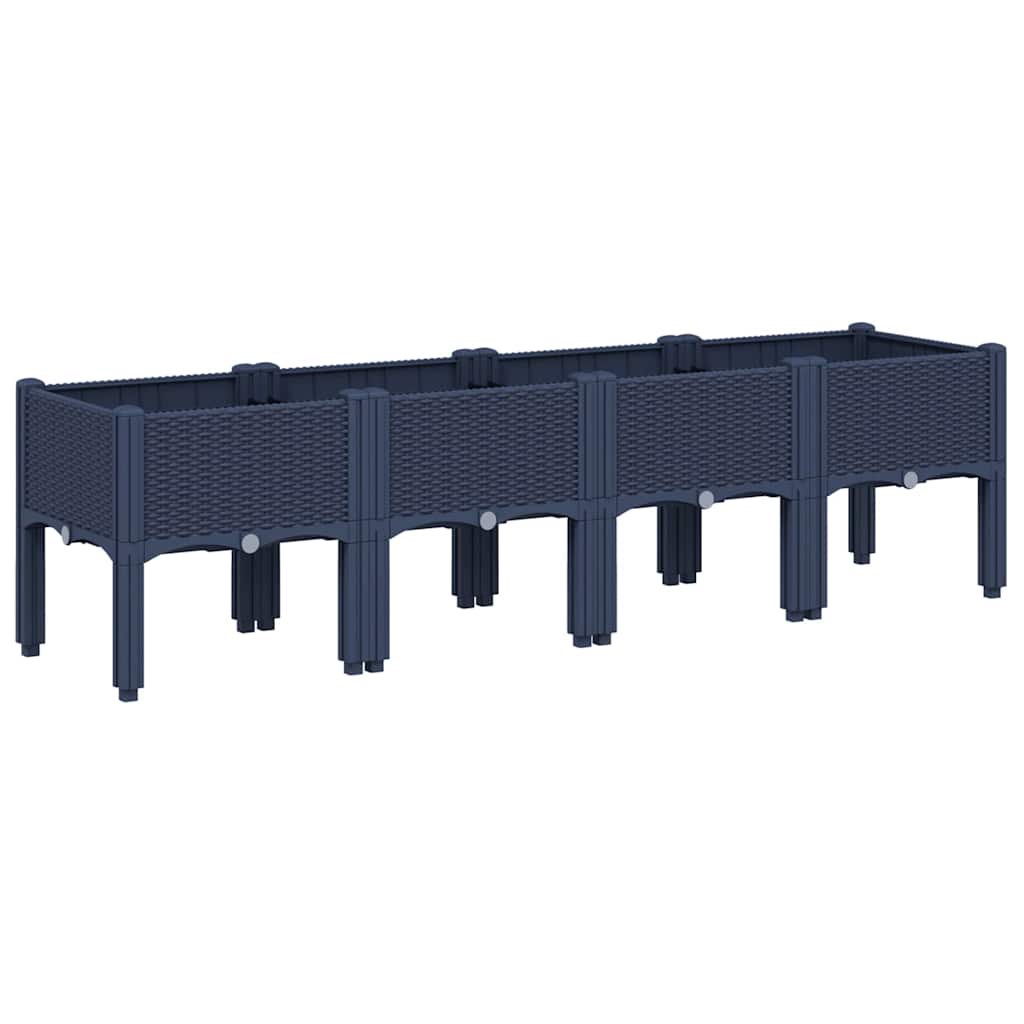 Plantenbak met poten 160x40x42 cm polypropeen blauwgrijs is nu te koop bij PeponiXL, paradijselijk wonen!