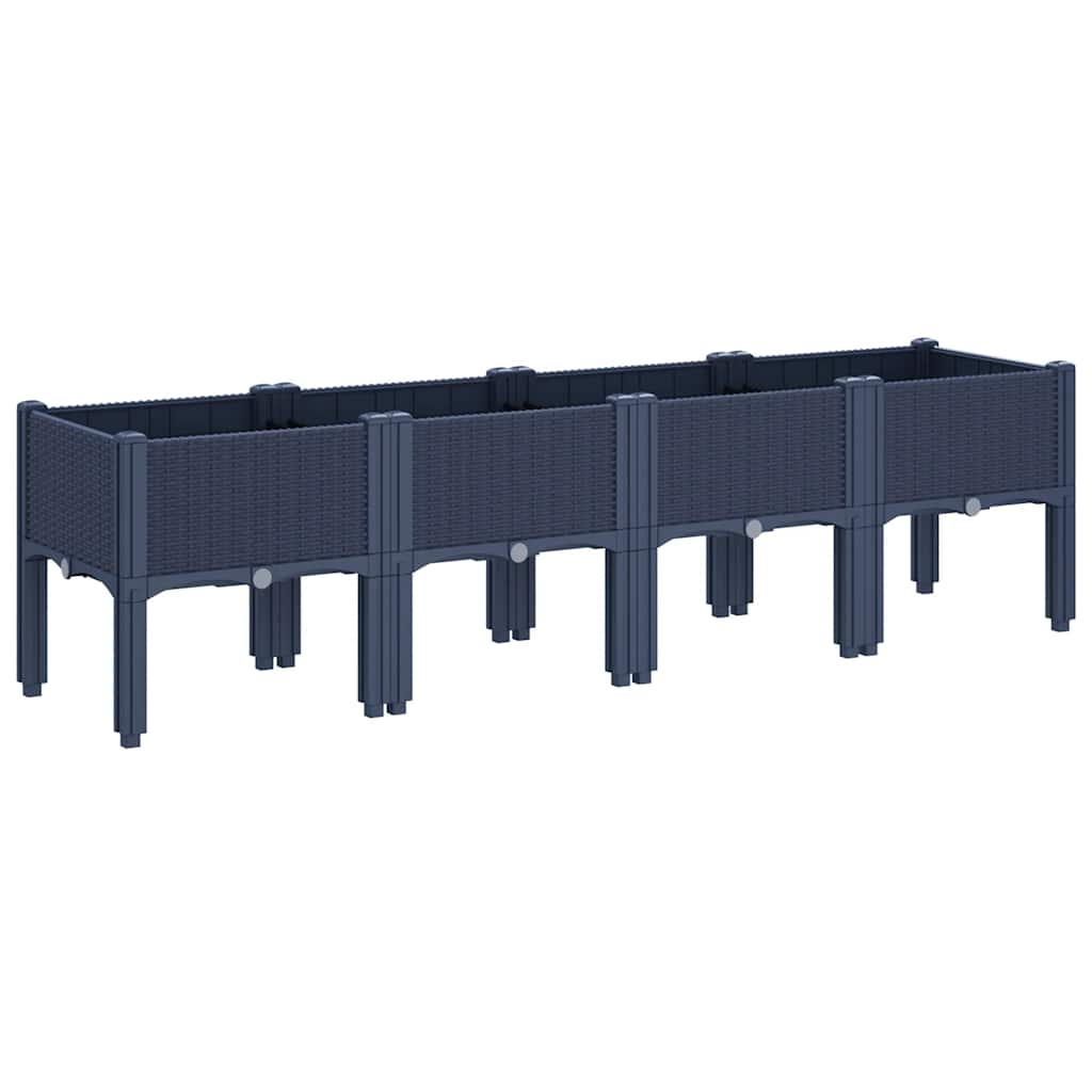 Plantenbak met poten 160x40x42 cm polypropeen blauwgrijs is nu te koop bij PeponiXL, paradijselijk wonen!