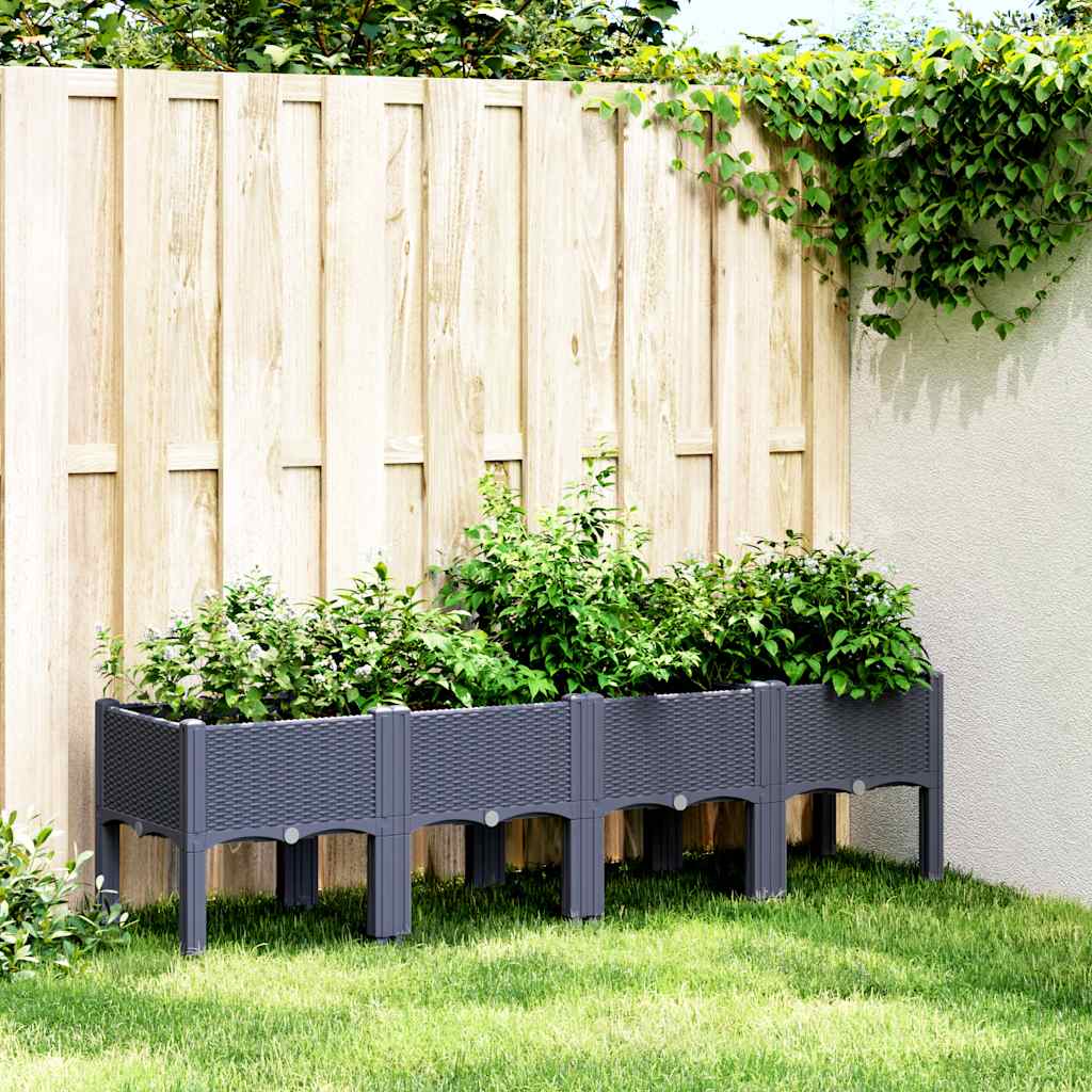 Plantenbak met poten 160x40x42 cm polypropeen blauwgrijs is nu te koop bij PeponiXL, paradijselijk wonen!