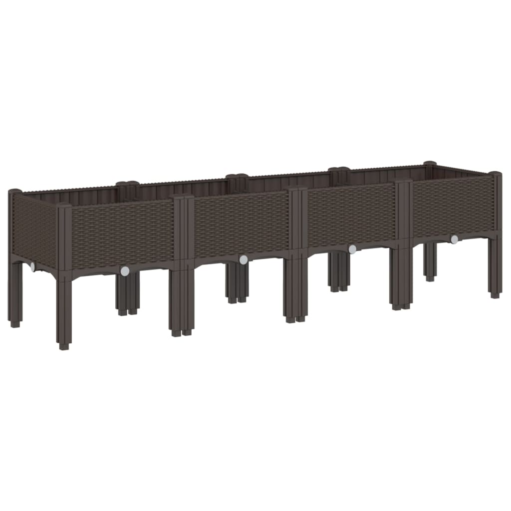 Plantenbak met poten 160x40x42 cm polypropeen bruin is nu te koop bij PeponiXL, paradijselijk wonen!