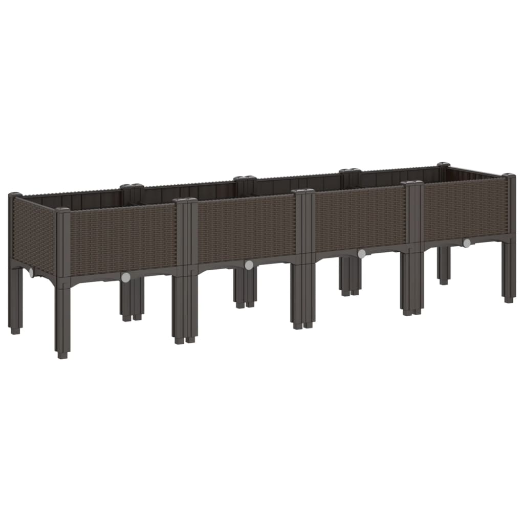 Plantenbak met poten 160x40x42 cm polypropeen bruin is nu te koop bij PeponiXL, paradijselijk wonen!