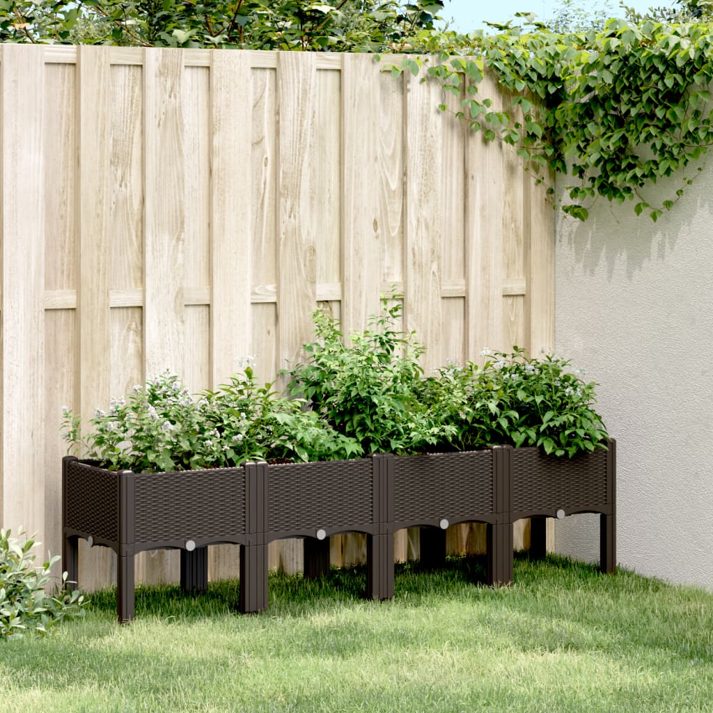 Plantenbak met poten 160x40x42 cm polypropeen bruin is nu te koop bij PeponiXL, paradijselijk wonen!