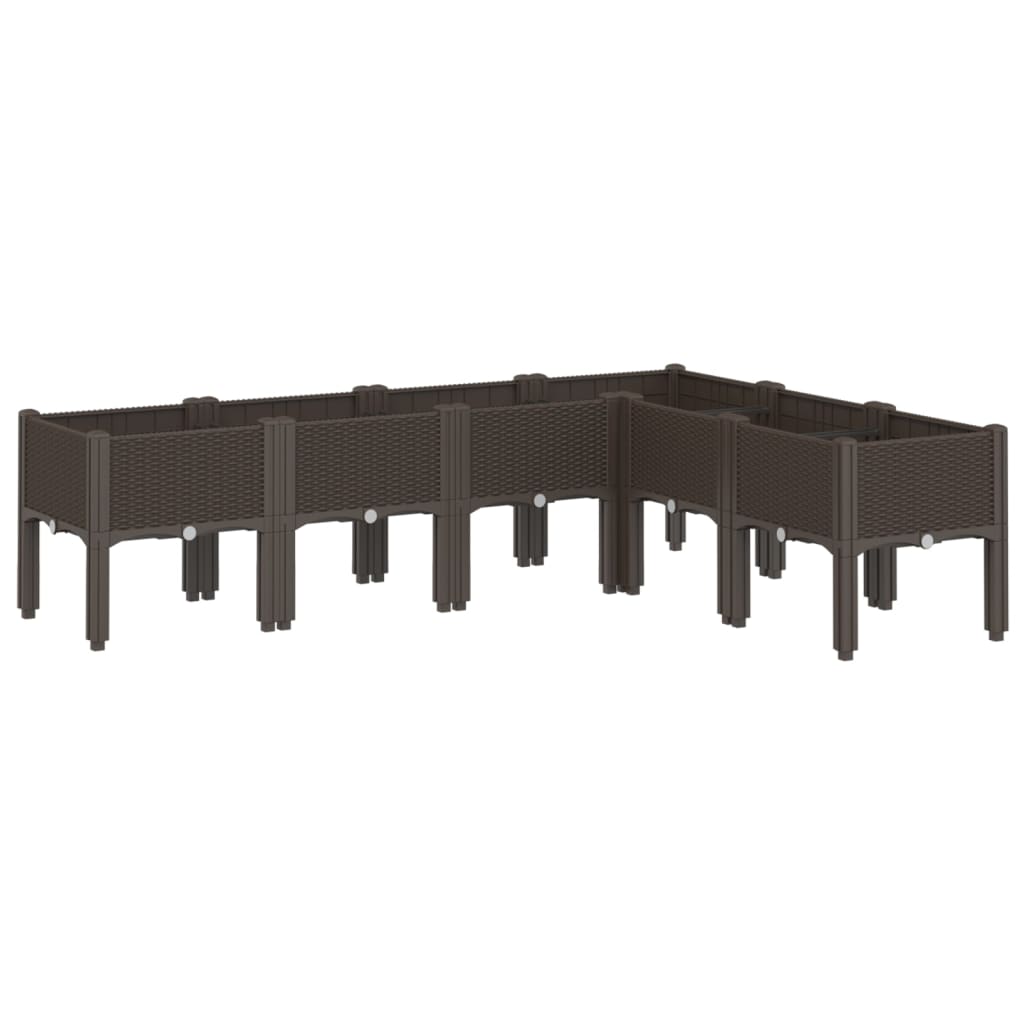 Plantenbak met poten 160x120x42 cm polypropeen bruin is nu te koop bij PeponiXL, paradijselijk wonen!