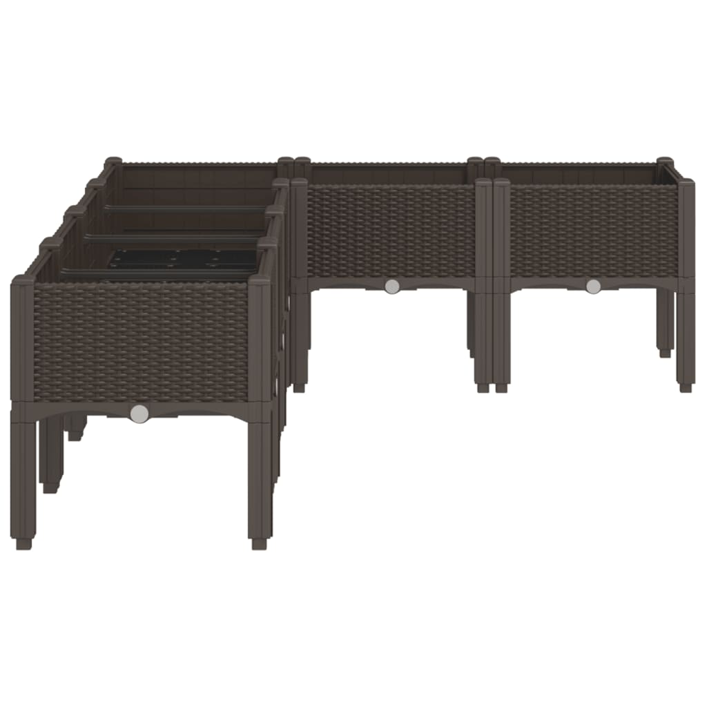 Plantenbak met poten 160x120x42 cm polypropeen bruin is nu te koop bij PeponiXL, paradijselijk wonen!
