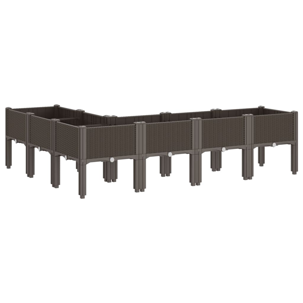 Plantenbak met poten 160x120x42 cm polypropeen bruin is nu te koop bij PeponiXL, paradijselijk wonen!