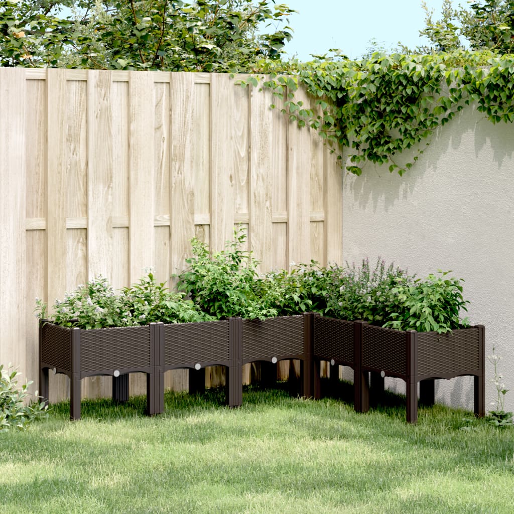 Plantenbak met poten 160x120x42 cm polypropeen bruin is nu te koop bij PeponiXL, paradijselijk wonen!