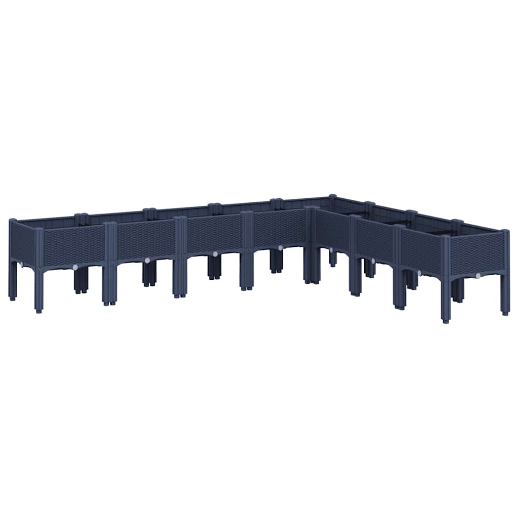Plantenbak met poten 200x160x42 cm polypropeen blauwgrijs is nu te koop bij PeponiXL, paradijselijk wonen!
