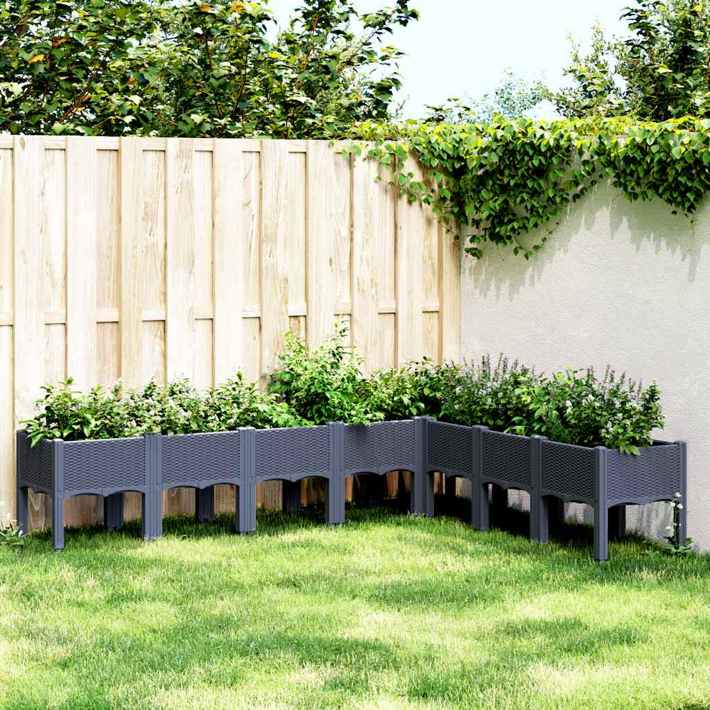 Plantenbak met poten 200x160x42 cm polypropeen blauwgrijs is nu te koop bij PeponiXL, paradijselijk wonen!