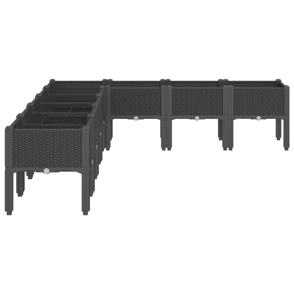 Plantenbak met poten 200x160x42 cm polypropeen zwart
