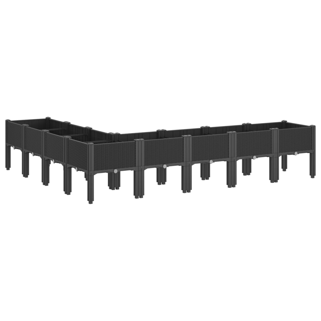 Plantenbak met poten 200x160x42 cm polypropeen zwart