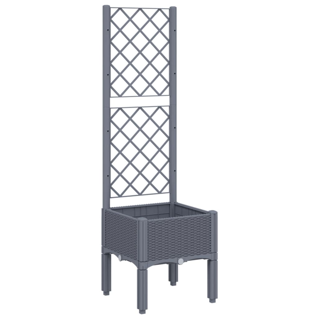 Plantenbak met latwerk 40x40x142 cm polypropeen blauwgrijs is nu te koop bij PeponiXL, paradijselijk wonen!