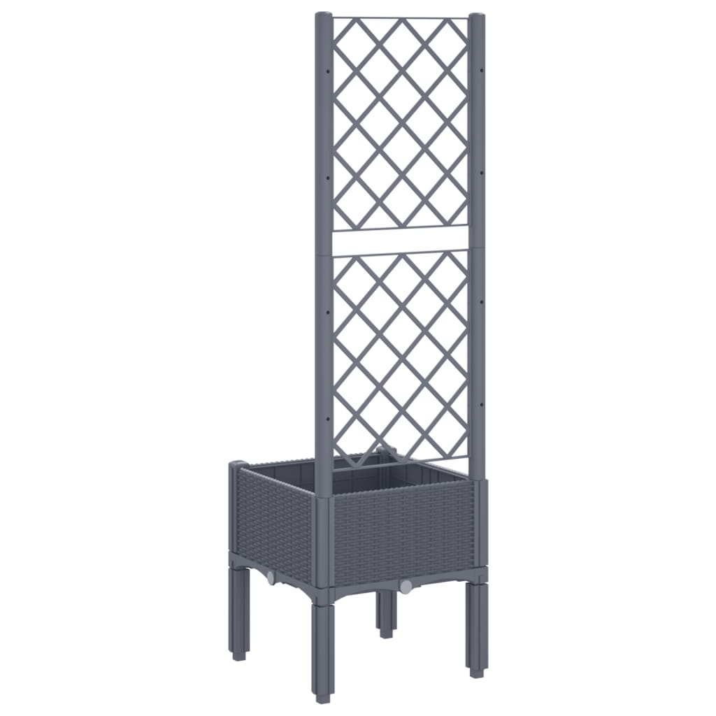 Plantenbak met latwerk 40x40x142 cm polypropeen blauwgrijs is nu te koop bij PeponiXL, paradijselijk wonen!