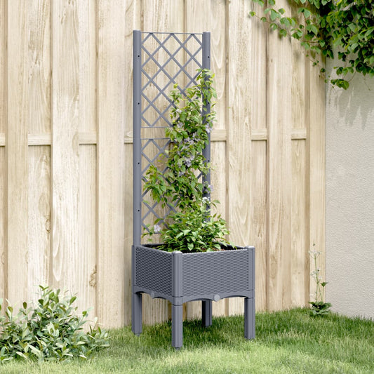Plantenbak met latwerk 40x40x142 cm polypropeen blauwgrijs is nu te koop bij PeponiXL, paradijselijk wonen!