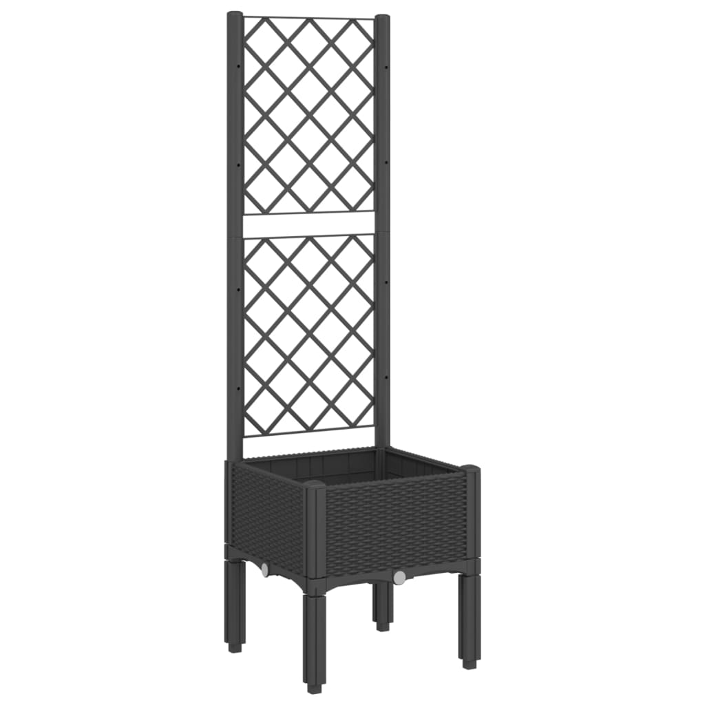 Plantenbak met latwerk 40x40x142 cm polypropeen zwart is nu te koop bij PeponiXL, paradijselijk wonen!